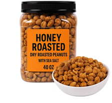 Honey Roasted Peanuts, Resealable Container 40 Oz