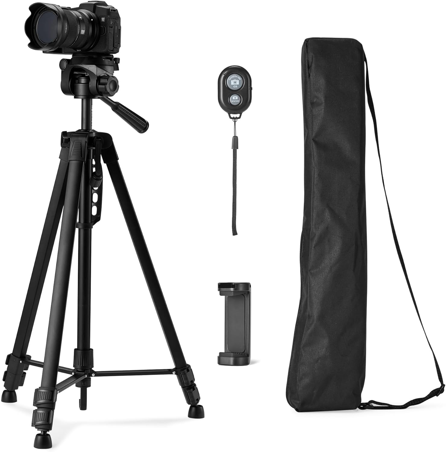 - Treppiede per Telefono E Fotocamera DSLR 152Cm, Leggero, Con Borsa, Telecomand