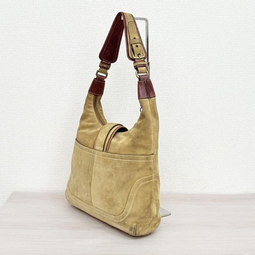 COACH 7472 Hampton Suede Hobo Shoulder Bag Beige Vintage Purse Rare Y2K Used - Picture 24 of 24