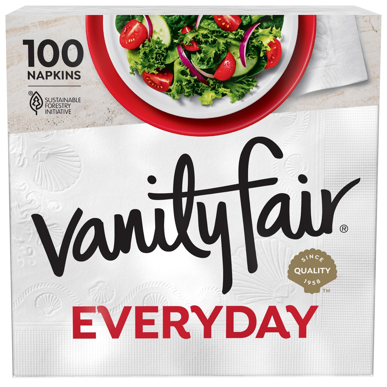 Vanity Fair Everyday Paper Napkins, 100 Count, 100 Count (Pack of 1), White