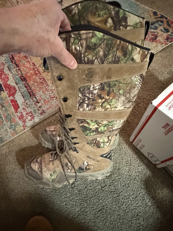 Red Wing Irish Setter 19” Tall Waterproof Mossy Oak Snake Proof Boots Size 13 - Image 3 of 4