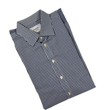 Charles Tyrwhitt Men  s 17.5 36 Blue White Check Cotton Dress Shirt