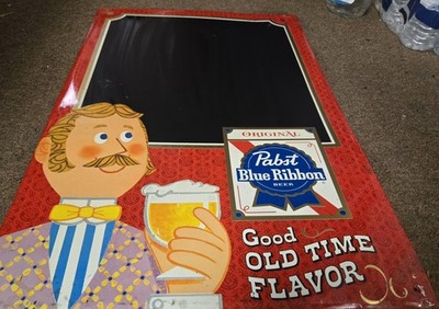 Vintage Tin Metal Pabst Blue Ribbon PBR Chalkboard Beer Menu Sign 26'' x 17''