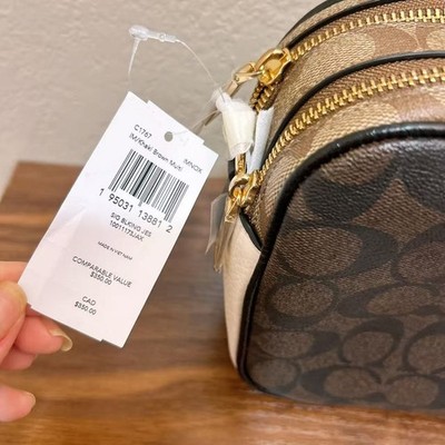 NWT Coach C1767 Jes Crossbody In Blocked Signature Canvas Gold