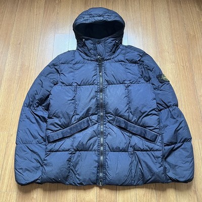 Stone Island Crinkle Reps Daunen Puffer Jacke Gr. L Mantel schwarz
