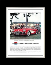 1958 Chevy Corvette Does America Proud 2 - Matted for 11x14 Frame