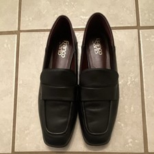 Franco Sarto Women’s Black Leather Slip-On Loafer Flats Round Toe Size 8M