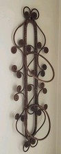 Vintage Wall Mount Boho 2 Ring Wicker Rattan Towel Rack, Holder Brown