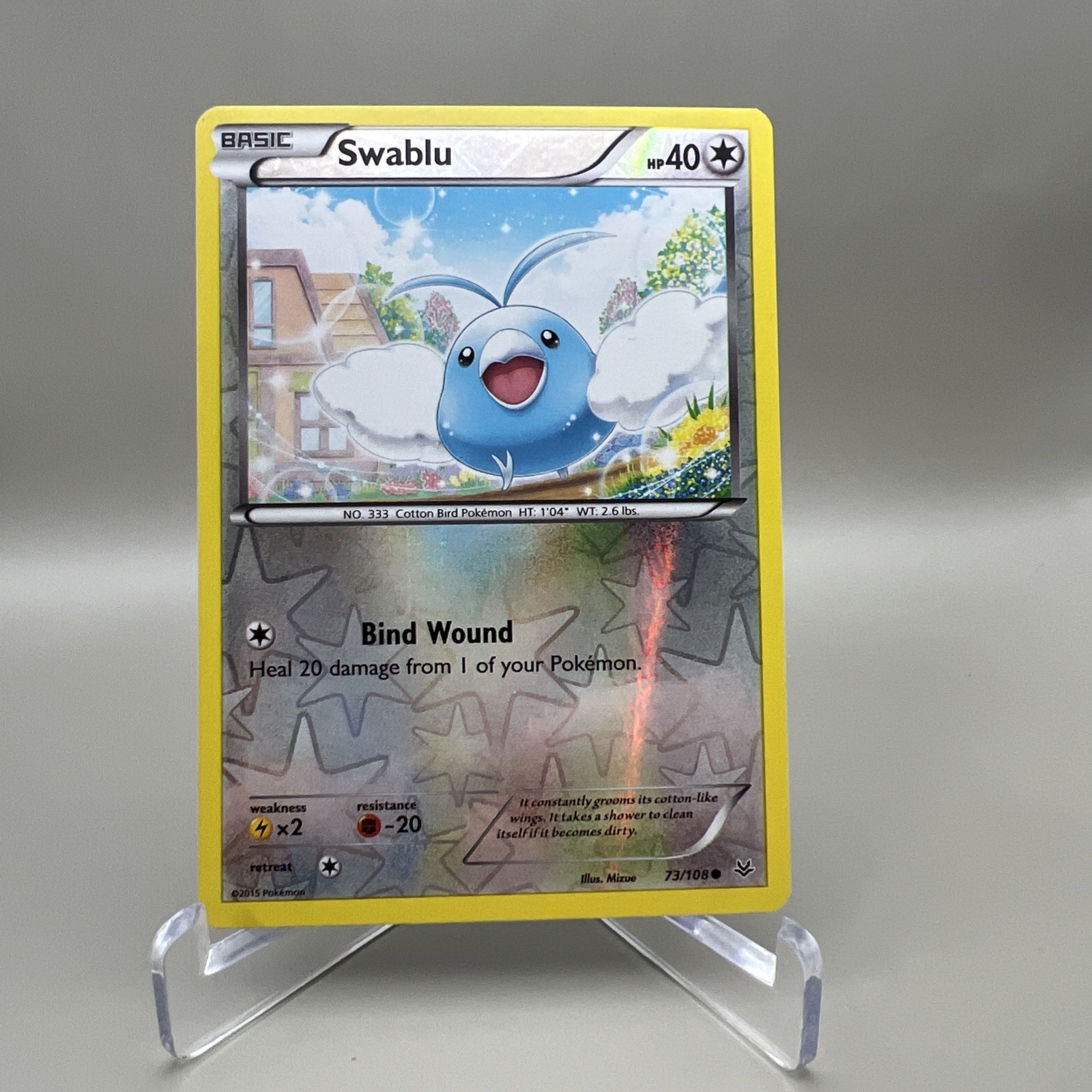 Swablu #73/108 Reverse Holo Common - XY Roaring Skies 2015 Pokemon TCG - LP