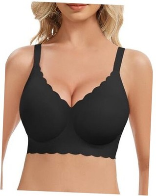  Womens Jelly Bras No Underwire Push Up Wireless Seamless X-Large Black