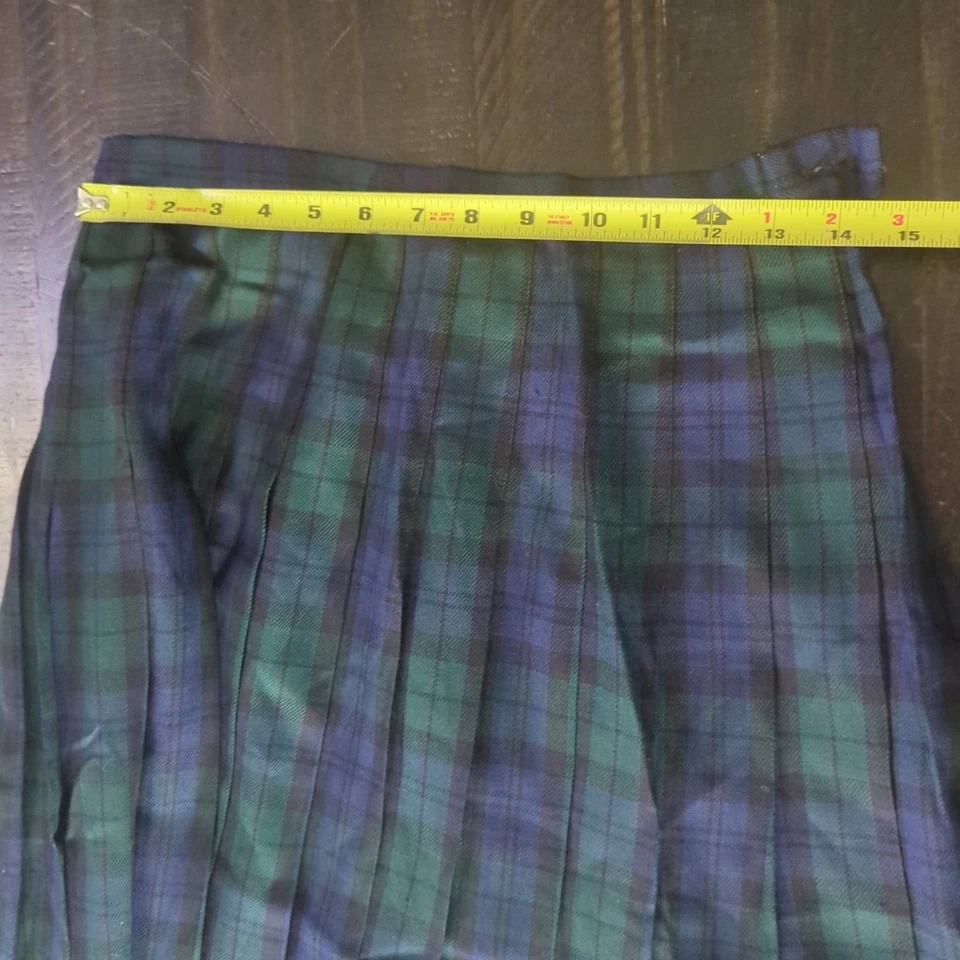 De Colección Pendleton Lana Plisada Midi Falda Negro Reloj Tartán Cuadros 10 Hecho en EE. UU. Foto 2 de 4