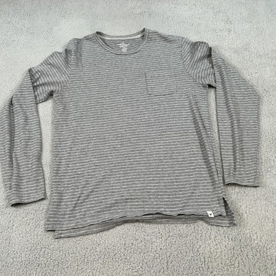 American Eagle Shirt Mens Medium Gray Striped Long Sleeve Seriously Soft Pocket