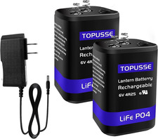 Rechargeable 6 Volt 4.5AH Lifepo4 Lantern Battery with Charger 1500 Cycles, 6V