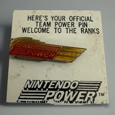 1980's Nintendo Power Magazine Official Team Power Pin Gold And Red