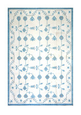 Handwoven Cotton Dhurrie Rug Color White and Blue Handmade Design Carpet Rug