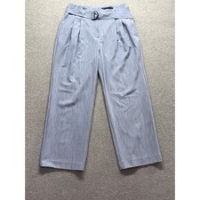 Nine West Womens Wide Leg Pleated Belted Trousers Blue Melange Size 14 165195
