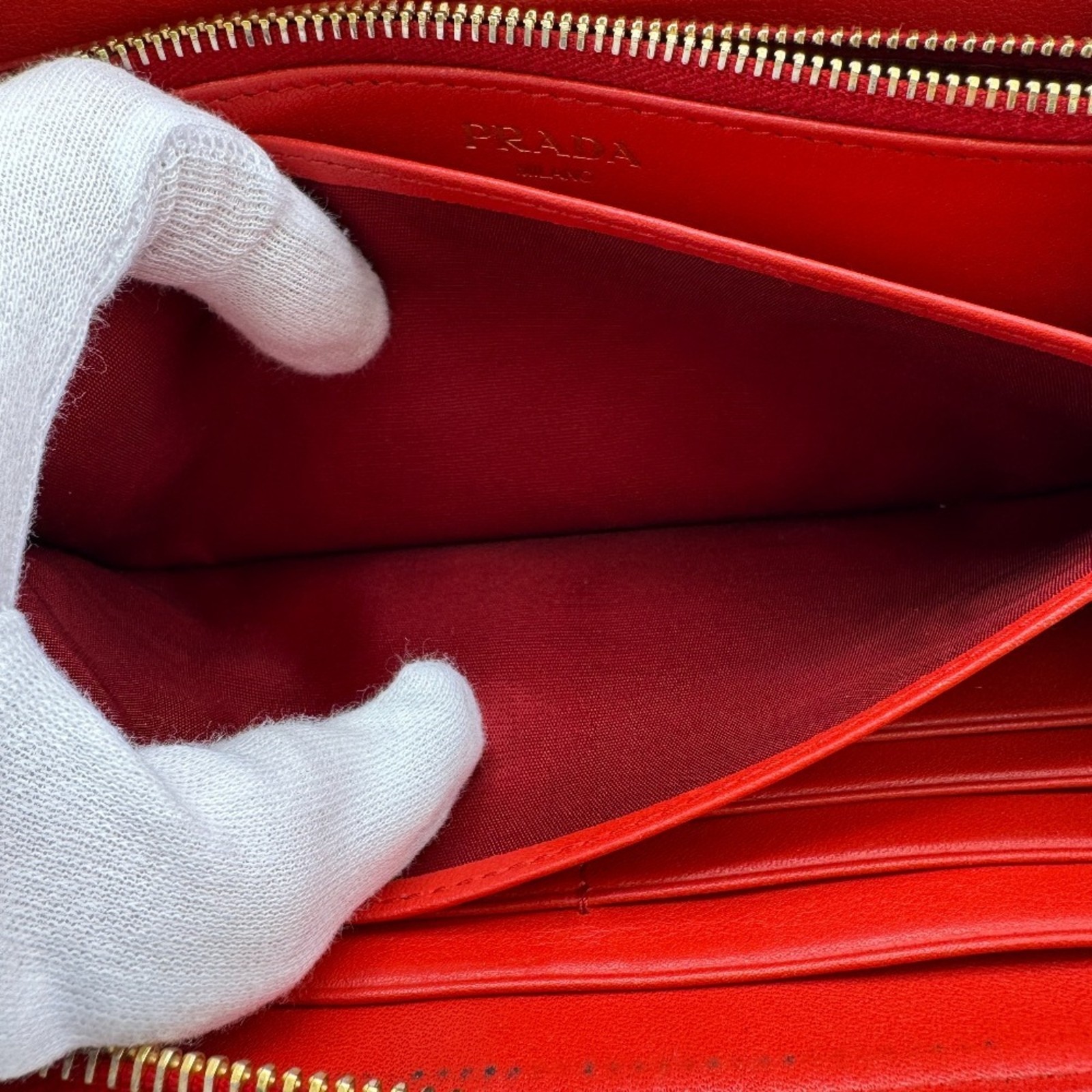 PRADA 1ML506 Round Vitello Move Long Wallet, Red, Women's GZl1f7uv thumbnail 12