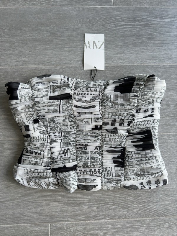 Zara Newsprint Corset Top Size M NWT