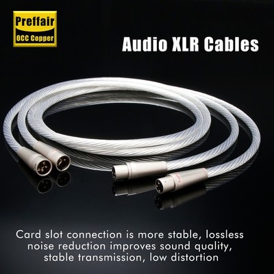 Pair 8Cores OCC Copper Silver Plated Audio Cable 2XLR Plug PTEF Insulation