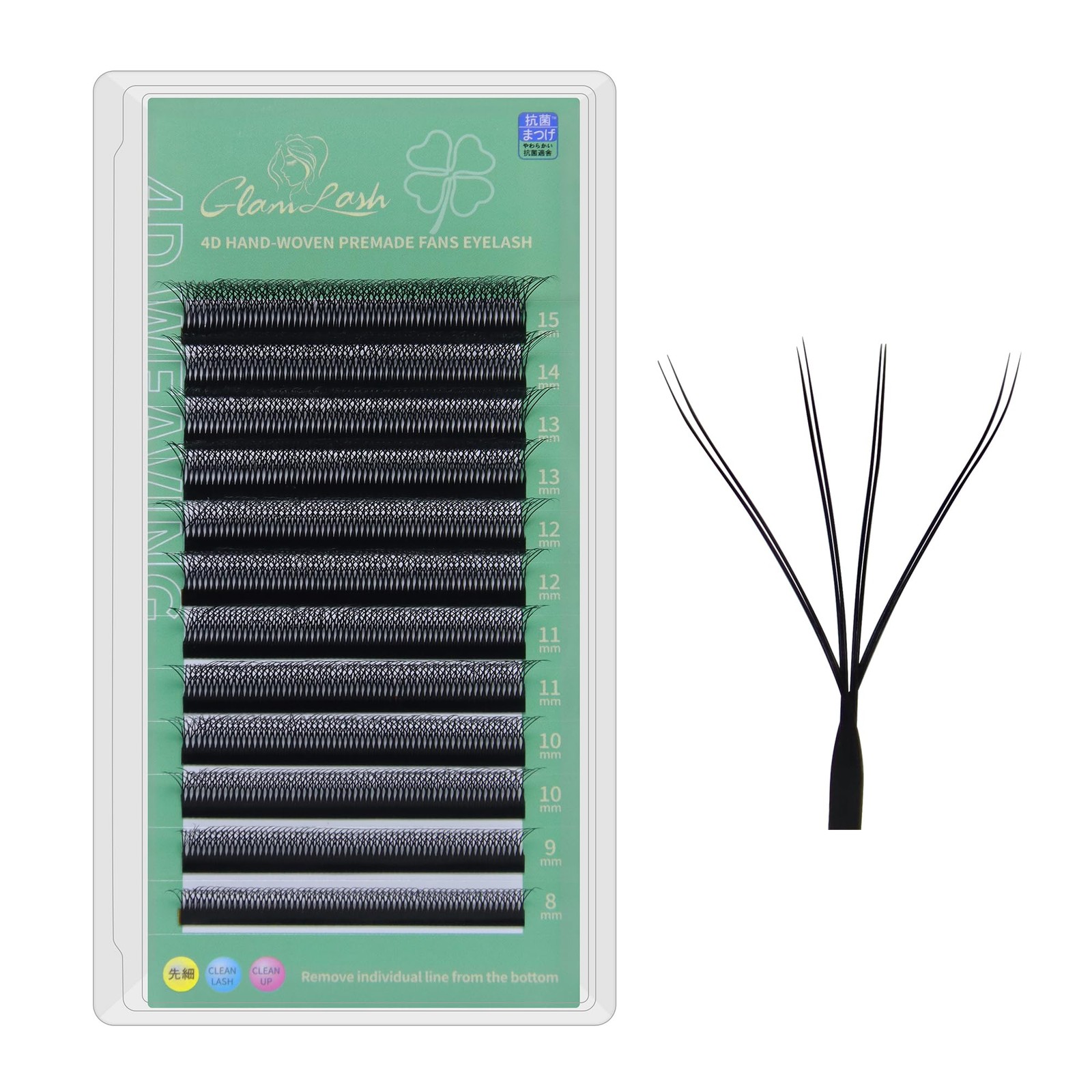 Extension de cils 4D double pointe WW pour un volume russe dense