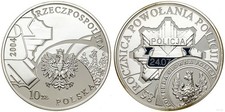 POLAND 10 Złotych 2004 PROOF Polish Police 85th Anniversary, 0.4205 oz ASW 32 mm