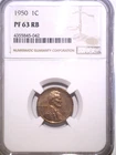 1950 NGC PF63RB Proof Lincoln Wheat Cent - 1C - One Cent - Penny - USA