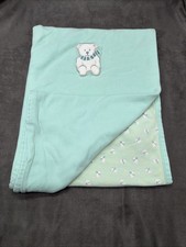 Vintage 1998 Gymboree Baby Lovey Mint Green Blanket White Polar Bear With Scarf