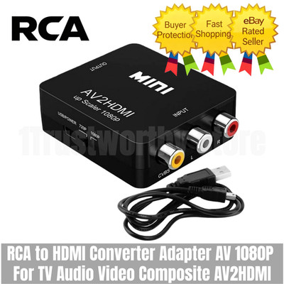 RCA AV to HDMI Converter Adapter AV 1080P For TV Audio Video Composite AV2HDMI