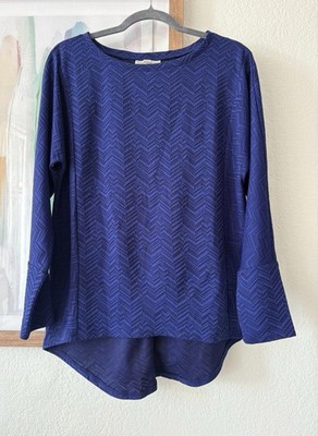 Dana Buchman Women's Blue Hi Low Long Sleeve Top Size Medium