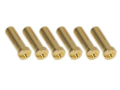Team Corally Bullit Connector 5.0mm - Male Solid Type - Gold Plated - Ultra Low 
