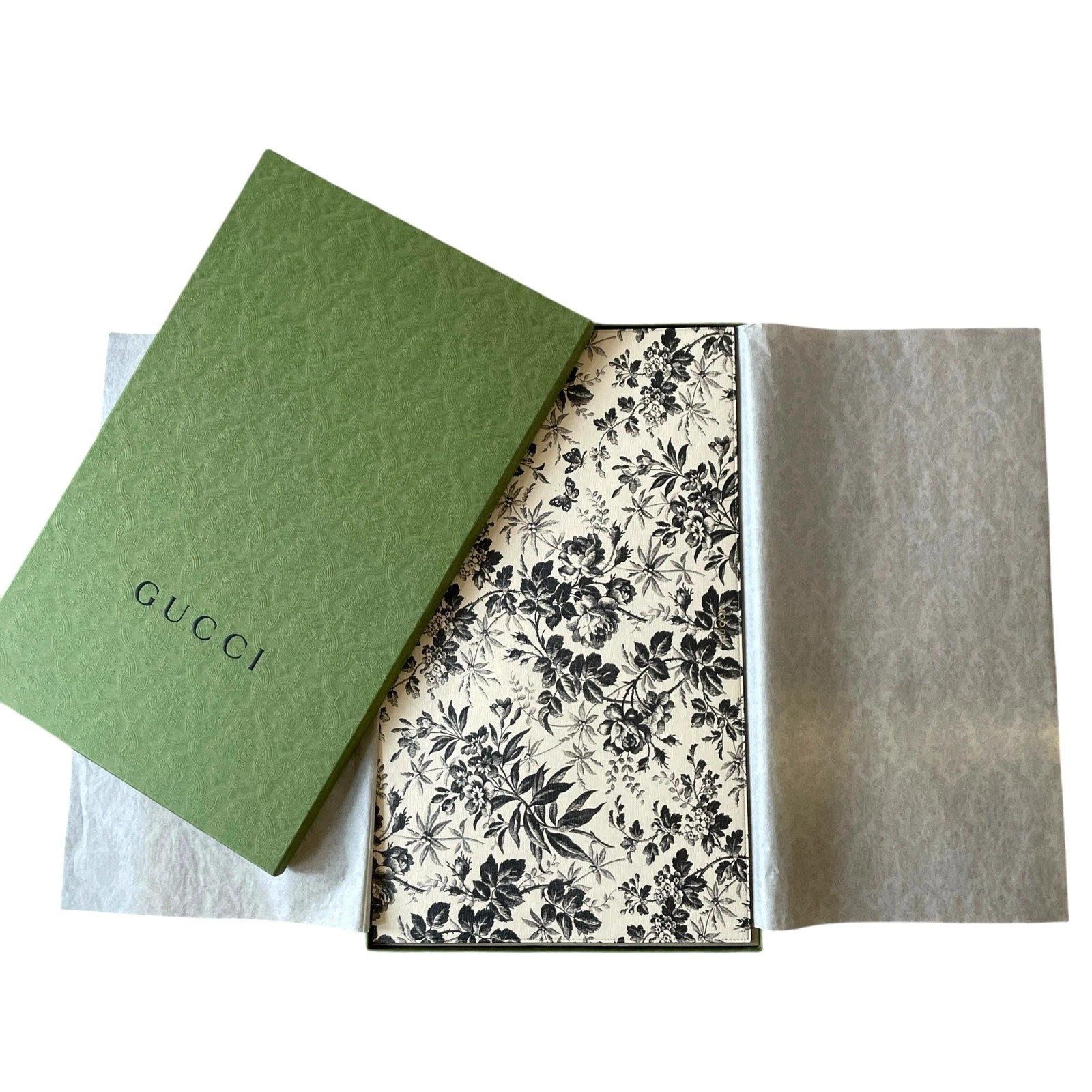 GUCCI Herbarium Pet Feeding Mat Leather Black & Cream Designer Pet 692961 NEW