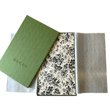 GUCCI Herbarium Pet Feeding Mat Leather Black  Cream Designer Pet 692961 NEW