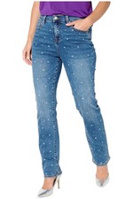 DG2 by Diane Gilman Women's Stretch Denim Embellished Jean Midtone