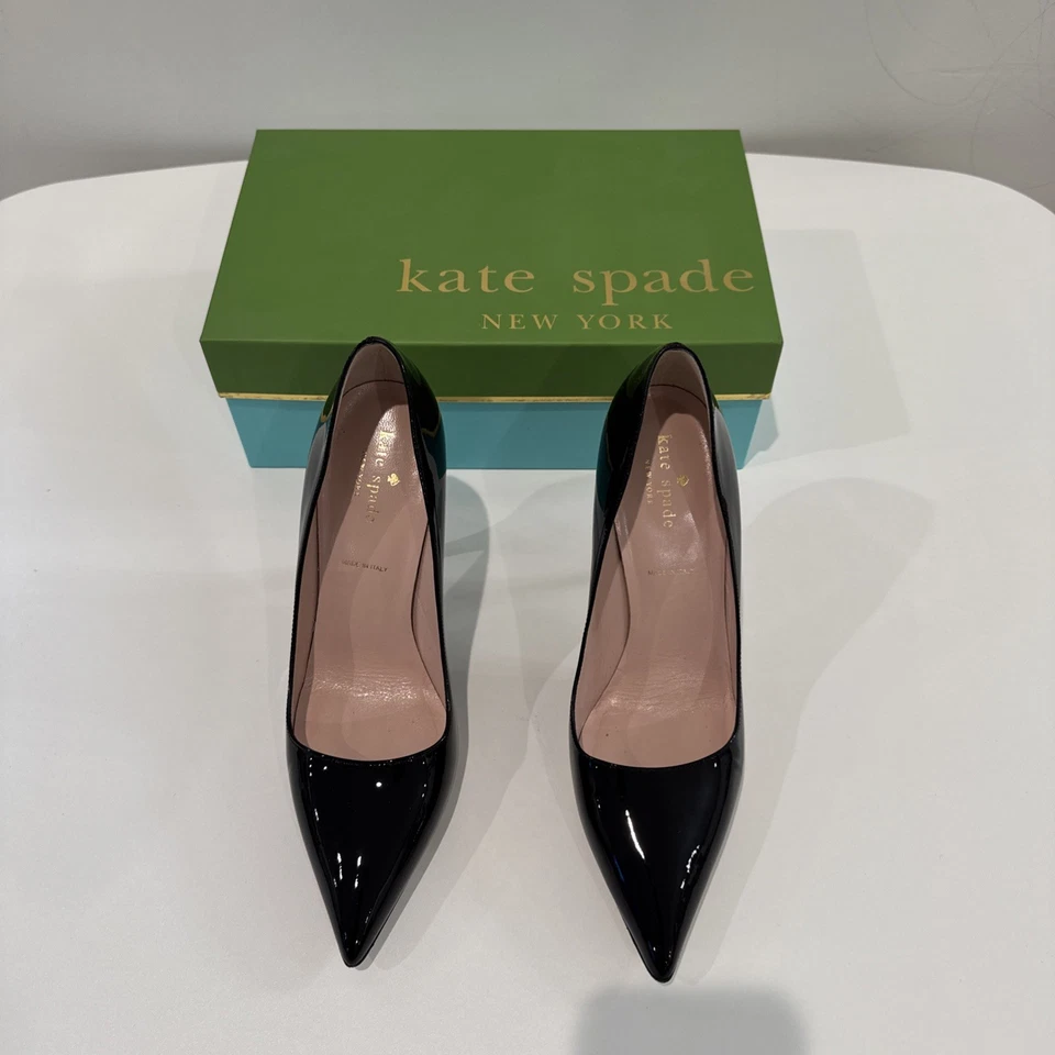 Kate Spade Licorice Black Patent Leather High Heeled Shoes Size 8.5 - Image 2 of 4