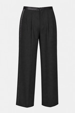 1990s Vintage Men's Wool Trousers Ankle Length Black