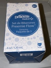 Dr. Brown's Preemie Flow Bottle Set, 4 oz, 3 Pack, Transition Bottles 0m 