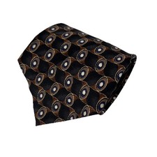 J.Z. Richards Nordstrom 100% Silk Tie Black/Brown Geometric Made In USA 60x4.25