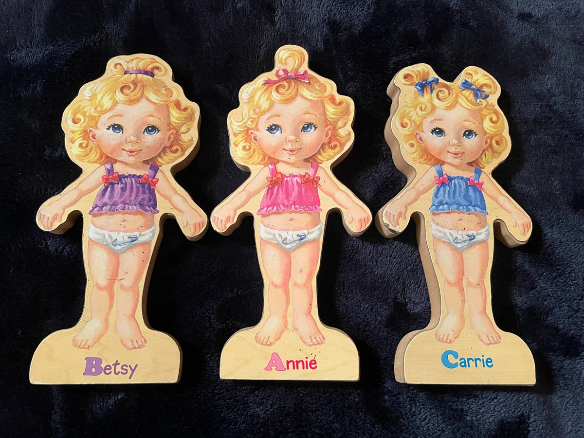 デッドストック　ティミー首振り人形　３体セット　１st２nd３rd Teeny Tiny Triplets Wooden Magnetic Dress Up Dolls Play Set SHURE