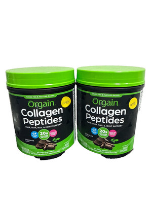 Orgain Collagen Peptides Powder Chocolate 1.15 lb Type I & III Exp 05/26 2 Pack