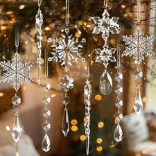 Winter Snowflake Hanging Decor 18 Pcs Crystal Ornaments