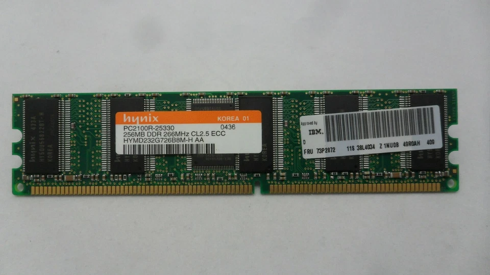 IBM Memory 256MB PC2100 DDR-266MHz ECC Registered CL2.5 DIMM0 73P2872 - Image 3 of 3