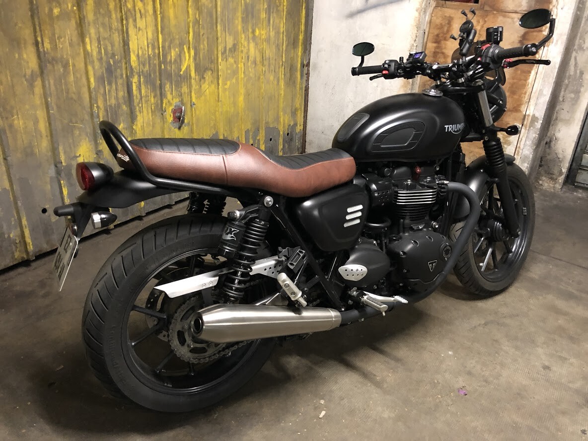Coprisedile de Luxe Marron pour Triumph Street Twin 2016-2020 Finition Artisanale HSD531096