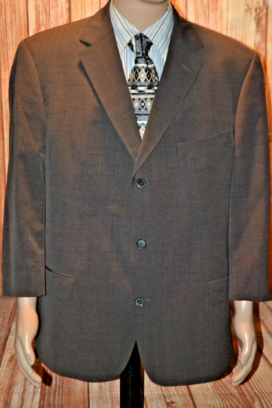 Hugo Boss Men Brown Wool 3 Front Button Sports Coat Sz 48R thumbnail 2