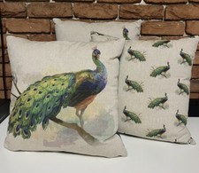 Peacock Cushions 40 x 40 Cm Set Of 3 Peacock print cushions Soft Cushions