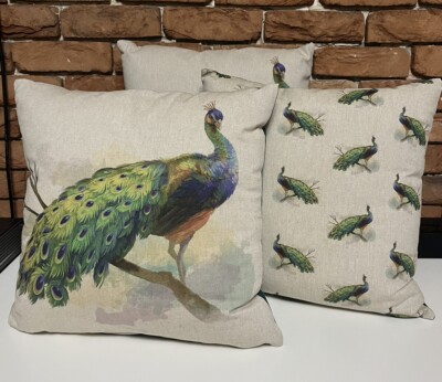 Pfau Kissen 40 x 40 cm 3er Set Pfauenmuster Kissen weiche Kissen