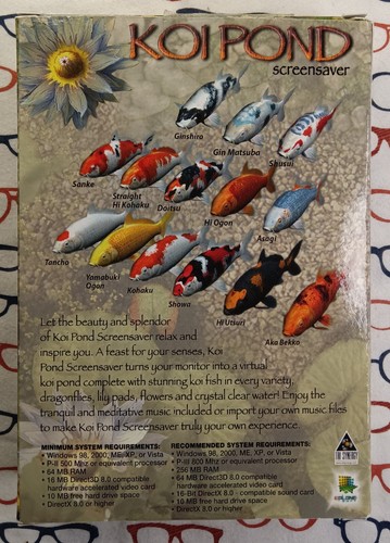 Koi Pond Screensaver 2007 Tri-Synergy Windows XP/Vista CD-ROM Software CIB - Picture 2 of 6