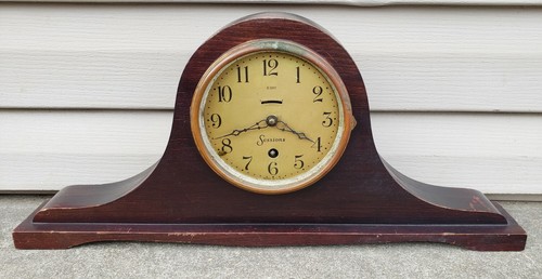 Antique 1920s Sessions 8 Day Time Wind Up Mantel Clock Mahogany Tambour Untested