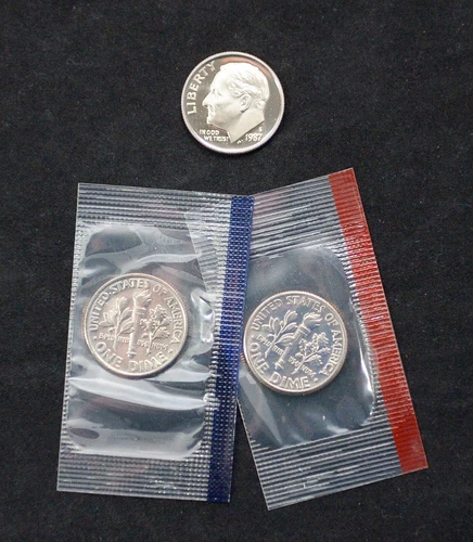 1987 P D S Roosevelt S-Proof Dime UNC P D US Mint Cello Lot