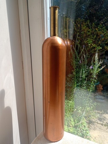 Copper & Brass Bottle Shaped Vase 19.5" H Copper Contemporary Industrial Decor - Picture 10 of 10
