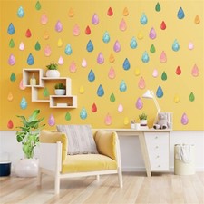 Boho Room Wall Decor Decals Colorful Raindrops Wall Stickers for Girls Bedroo...